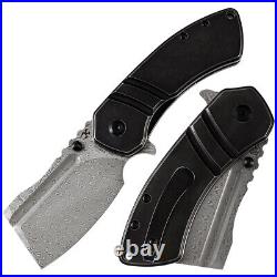 Kansept M Korvid Folding Knife Black SW Ti Handle Damascus Cleaver K2030C2U