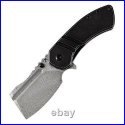 Kansept M Korvid Folding Knife Black SW Ti Handle Damascus Cleaver K2030C2U