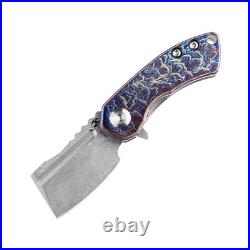 Kansept Mini Korvid Folding Knife Lightning Strike Ti Handle Damascus K3030D1