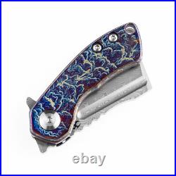 Kansept Mini Korvid Folding Knife Lightning Strike Ti Handle Damascus K3030D1