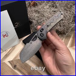Kansept Nahual K2125V3 EDC Folding Pocket Knife 2.95 Damascus Blade, Titanium