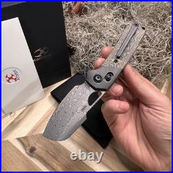 Kansept Nahual K2125V3 EDC Folding Pocket Knife 2.95 Damascus Blade, Titanium
