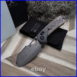 Kansept Nahual K2125V3 EDC Folding Pocket Knife 2.95 Damascus Blade, Titanium