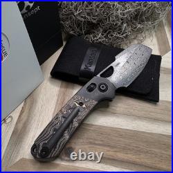 Kansept Nahual K2125V3 EDC Folding Pocket Knife 2.95 Damascus Blade, Titanium