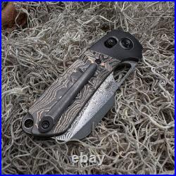 Kansept Nahual K2125V3 EDC Folding Pocket Knife 2.95 Damascus Blade, Titanium