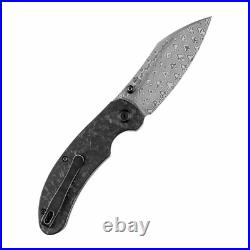 Kansept Nesstreet K1039D1 Pocket Knife 3.58'' Damascus & Shred Carbon Fiber EDC