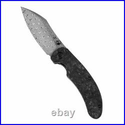 Kansept Nesstreet K1039D1 Pocket Knife 3.58'' Damascus & Shred Carbon Fiber EDC