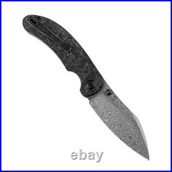 Kansept Nesstreet K1039D1 Pocket Knife 3.58'' Damascus & Shred Carbon Fiber EDC