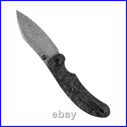 Kansept Nesstreet K1039D1 Pocket Knife 3.58'' Damascus & Shred Carbon Fiber EDC