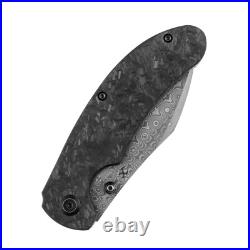 Kansept Nesstreet K1039D1 Pocket Knife 3.58'' Damascus & Shred Carbon Fiber EDC