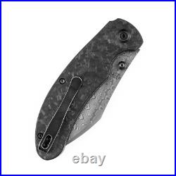 Kansept Nesstreet K1039D1 Pocket Knife 3.58'' Damascus & Shred Carbon Fiber EDC