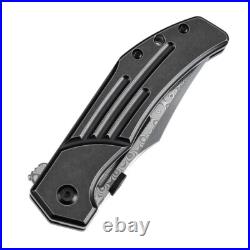Kansept Orion Folding Knife Blackwash Ti Handle Damascus Clip Point K1089A3