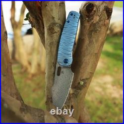 Kansept Orlok Linerlock Folding Knife 3 Damascus Steel Blade Titanium Handle