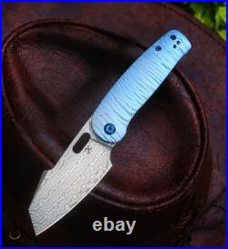 Kansept Orlok Linerlock Folding Knife 3 Damascus Steel Blade Titanium Handle