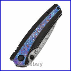 Kansept Raven Folding Knife Blackwash Titanium/Timascus Handle Damascus K2109A4