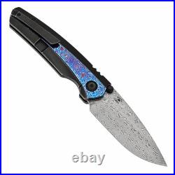 Kansept Raven Folding Knife Blackwash Titanium/Timascus Handle Damascus K2109A4