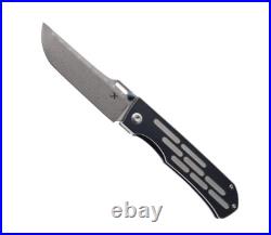 Kansept Reedus Folding Knife Blue/Bead Blast Ti Handle Damascus Plain K1041A6
