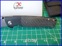 Kansept Shikari With Titanium & Twill CF Handle & Damascus Folding Pocket Knife