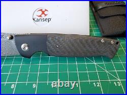 Kansept Shikari With Titanium & Twill CF Handle & Damascus Folding Pocket Knife