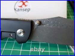 Kansept Shikari With Titanium & Twill CF Handle & Damascus Folding Pocket Knife