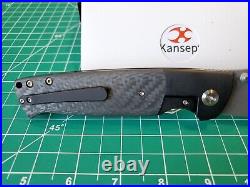 Kansept Shikari With Titanium & Twill CF Handle & Damascus Folding Pocket Knife