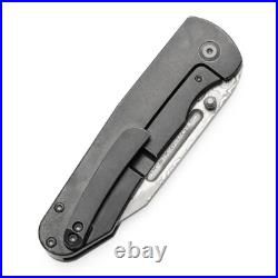 Kansept Superhawk Folding Knife Blackwash Ti/Green CF Handle Damascus K1084B3