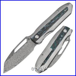 Kansept Thunderhead Folding Knife SW Ti/Arctic Storm CF Handle Damascus K1106A5
