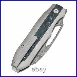 Kansept Thunderhead Folding Knife SW Ti/Arctic Storm CF Handle Damascus K1106A5