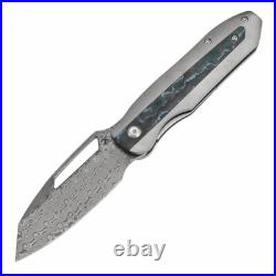 Kansept Thunderhead Folding Knife SW Ti/Arctic Storm CF Handle Damascus K1106A5