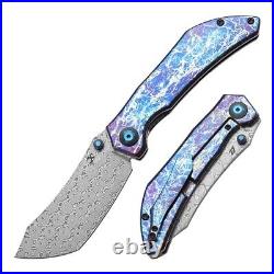 Kansept Tipper Folding Knife Lightning Strike Ti Handle Damascus Plain K1079A3