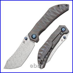 Kansept Tipper Folding Knife Tiger Strike Ti Handle Damascus Wharncliffe K1079A4