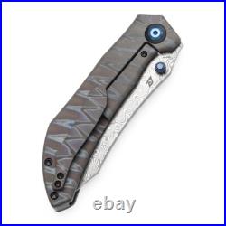 Kansept Tipper Folding Knife Tiger Strike Ti Handle Damascus Wharncliffe K1079A4