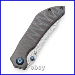 Kansept Tipper Folding Knife Tiger Strike Ti Handle Damascus Wharncliffe K1079A4