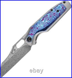 Kansept Tuckamore K1052A7 Damascus Folding Knife Titanium Timascus EDC 3.5 New