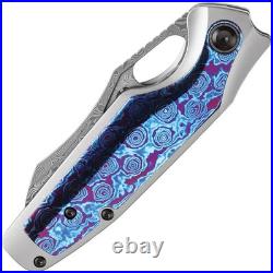 Kansept Tuckamore K1052A7 Damascus Folding Knife Titanium Timascus EDC 3.5 New