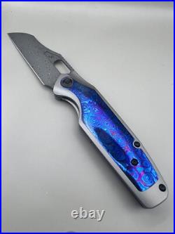 Kansept Tuckamore Knife Ti/Timascus Handle & Clip Damascus Sheepsfoot K1052A7