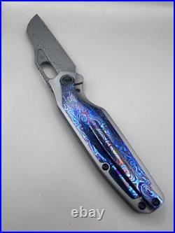 Kansept Tuckamore Knife Ti/Timascus Handle & Clip Damascus Sheepsfoot K1052A7