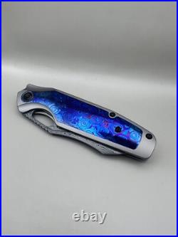 Kansept Tuckamore Knife Ti/Timascus Handle & Clip Damascus Sheepsfoot K1052A7