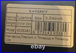 Kansept Tuckamore Knife Ti/Timascus Handle & Clip Damascus Sheepsfoot K1052A7