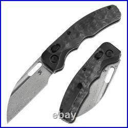Kansept Vivid Folding Knife Blackwash Ti/Rose CF Handle Damascus Plain K1094V1