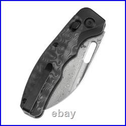 Kansept Vivid Folding Knife Blackwash Ti/Rose CF Handle Damascus Plain K1094V1