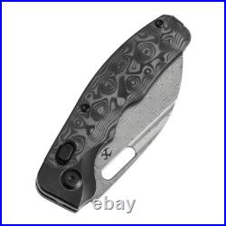Kansept Vivid Folding Knife Blackwash Ti/Rose CF Handle Damascus Plain K1094V1