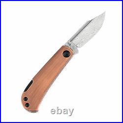 Kansept Wedge Folding Knife Red Copper Handle Damascus Plain Edge T2026BC1