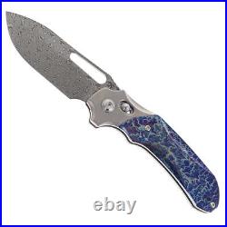 Kanspet Quasar Folding Knife Lightning Strike Ti Handle Damascus Plain K1099V3