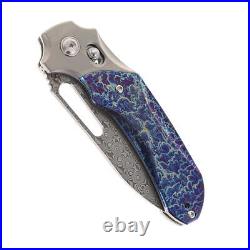 Kanspet Quasar Folding Knife Lightning Strike Ti Handle Damascus Plain K1099V3