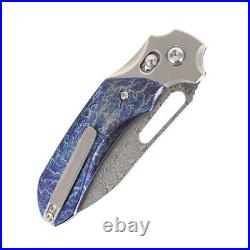 Kanspet Quasar Folding Knife Lightning Strike Ti Handle Damascus Plain K1099V3
