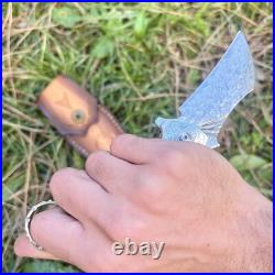 Karambit Stainless Damascus Steel Folding Knife With Custom Claw Ring Case