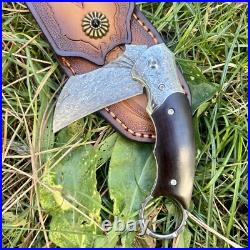 Karambit Stainless Damascus Steel Folding Knife With Custom Claw Ring Case