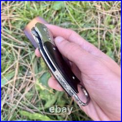 Karambit Stainless Damascus Steel Folding Knife With Custom Claw Ring Case