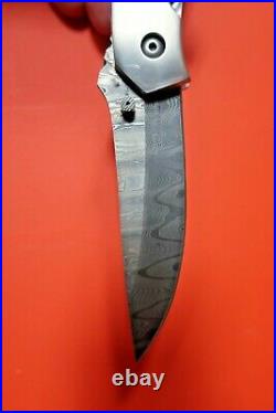Keith Coleman Los Lunas New Mexico Custom Damascus + STAG Folding Knife -S